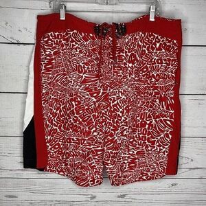 Jordan Drawstring Trunk Board Shorts Men Size 38 Red/White